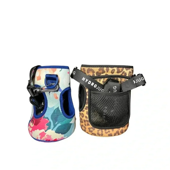 2 Hydro Jug Half Gallon Water Jug Bottle Carriers Floral Cheetah Strap Workout - Picture 4 of 6